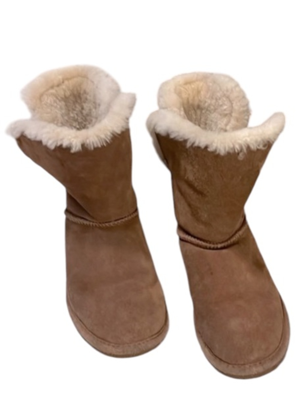 Bear Paw Women’s Suede Sheepskin/Wool Blend Abagail Cognac Winter Snow Shoes 7